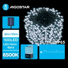 Aigostar - LED Solar Christmas chain 100xLED/8 functions 12m IP65 cool white