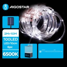 Aigostar - LED Solar Christmas chain 100xLED/8 functions 12m IP65 cool white