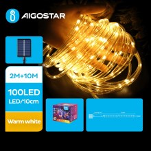 Aigostar - LED Solar Christmas chain 100xLED/8 functions 12m IP65 warm white