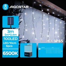 Aigostar - LED Solar Christmas chain 100xLED/8 functions 8x0,4m IP65 cool white