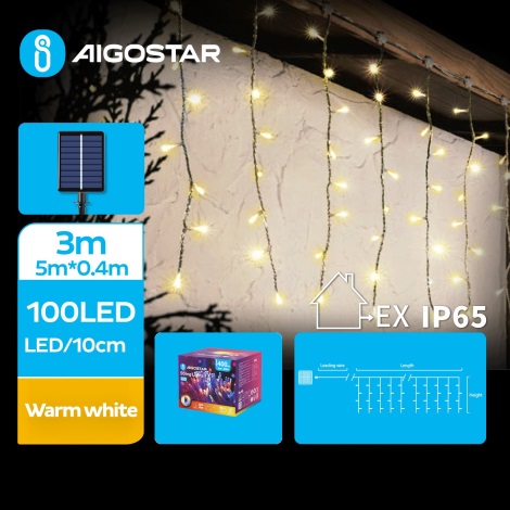 Aigostar - LED Solar Christmas chain 100xLED/8 functions 8x0,4m IP65 warm white