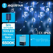 Aigostar - LED Solar Christmas chain 100xLED/8 functions 8x0,6m IP65 cool white