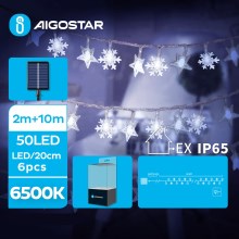 Aigostar - LED Solar Christmas chain 50xLED/8 functions 12m IP65 cool white