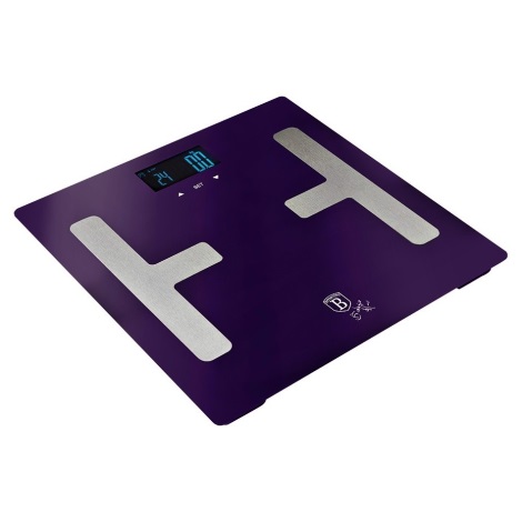 BerlingerHaus - Personal scale with LCD display 2xAAA purple/matte chrome