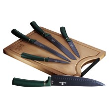 BerlingerHaus - Set of stainless steel knives with bamboo cutting board 6 pcs green