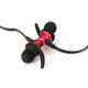 Bluetooth earphones with microphone and MicroSD player black/red