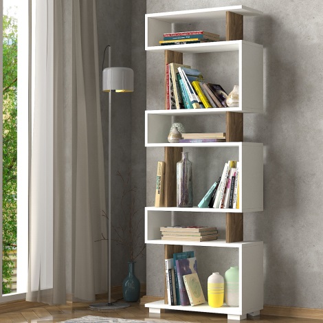 Bookcase BLOK 165x60 cm white/brown