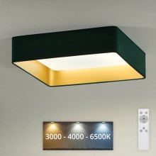 Brilagi - LED Dimmable ceiling light VELVET SQUARE LED/24W/230V 3000/4000/6500K + remote control green