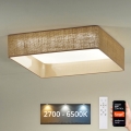 Brilagi - LED Dimmable ceiling light VELVET SQUARE SMART LED/36W/230V 2700-6500K Wi-Fi Tuya + remote control brown