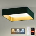 Brilagi - LED Dimmable ceiling light VELVET SQUARE SMART LED/36W/230V 2700-6500K Wi-Fi Tuya + remote control green