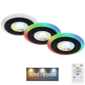 Briloner - SET 3x LED RGBW Dimmable bathroom recessed light LED/5W/230V 3000-6500K IP44 + remote control