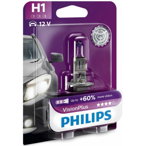 Car bulb Philips VISION PLUS 12258VPB1 H1 P14,5s/55W/12V 3250K