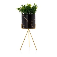 Ceramic flowerpot EMMA 28,3x13 cm black/gold