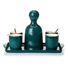 Ceramic set of cups with carafe and tray KENDI green
