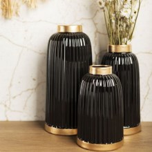 Ceramic vase ROSIE 20,5x12 cm black/gold
