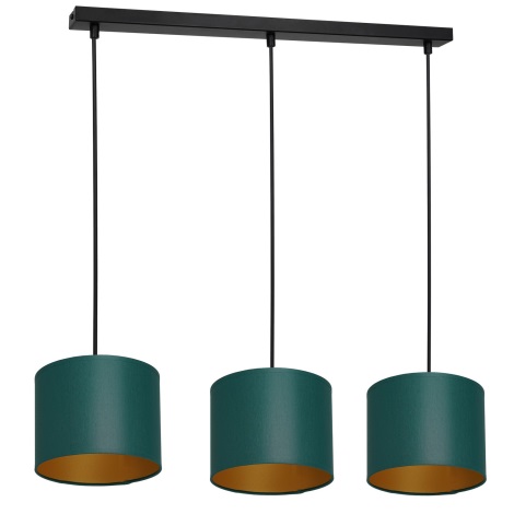 Chandelier on a string ARDEN 3xE27/60W/230V green/gold