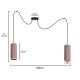 Chandelier on a string AVALO 2xE27/60W/230V pink/copper