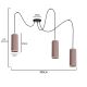 Chandelier on a string AVALO 3xE27/60W/230V pink/copper