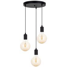 Chandelier on a string MIROS 3xE27/60W/230V round black