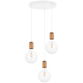 Chandelier on a string MIROS 3xE27/60W/230V round white/copper