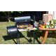 Charcoal grill with smoke house black/wood