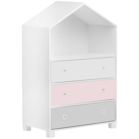 Children's cabinet MIRUM 126x80 cm white/grey/pink