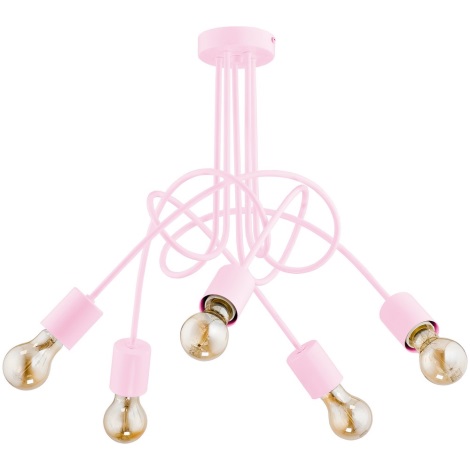 Children's surface-mounted chandelier TANGO 5xE27/60W/230V pink