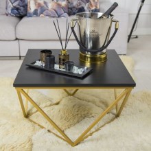 Coffee table CURVED 62x62 cm gold/black