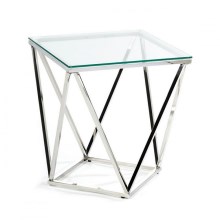 Coffee table DIAMANTA 50x50 cm chrome/clear