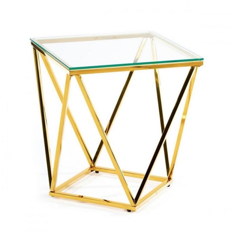 Coffee table DIAMANTA 50x50 cm gold/clear