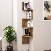 Corner wall shelf DESALDO 155,2x29,6 cm brown