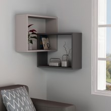 Corner wall shelf RING 68x68 cm grey/anthracite