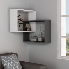 Corner wall shelf RING 68x68 cm white/anthracite