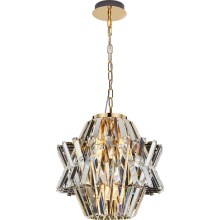 Crystal chandelier on a chain CROWN 4xE14/40W/230V gold