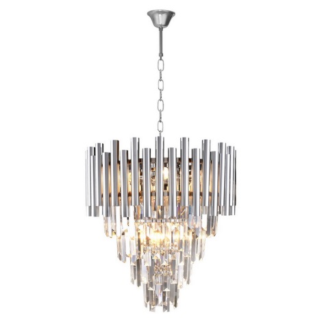 Crystal chandelier on a chain MADISON 9xE14/40W/230V chrome
