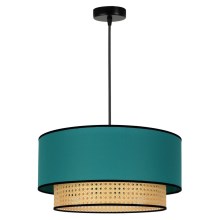 Duolla - Chandelier on a string BOHO 1xE27/15W/230V turquoise/rattan