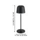 Eglo - LED Dimmable outdoor rechargeable lamp LED/2,2W/5V 1800 mAh black IP54