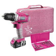 Extol - Cordless drilling screwdriver 1300 mAh 12V pink