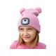 Extol - Hat with a headlamp and USB charging 250 mAh pink with pompoms size children