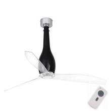 FARO 32002 - Ceiling fan ETERFAN black/clear + remote control