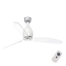 FARO 32020- Ceiling fan MINI ETERFAN white/clear d. 128 cm+ remote control