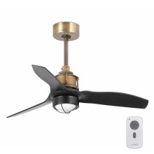 FARO 33429-10 - LED Ceiling fan JUST FAN XS LED/16W/230V black/gold + remote control