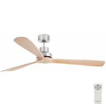 FARO 33504DC - Ceiling fan LANTAU XL wood/chrome d. 168 cm + remote control