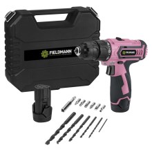 Fieldmann - Cordless drill with accessories 12V 1300 mAh pink/black