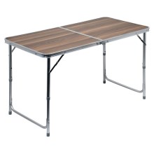 Foldable camping table brown/chrome