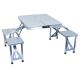 Foldable camping table with chairs white/chrome