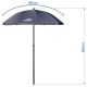 Folding parasol d. 1,8 m grey