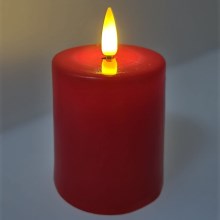 LED Candle LED/2xAA warm white 9 cm red