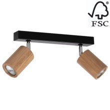 LED Ceiling spotlight MATTI 2xGU10/5W/230V oak - FSC certified