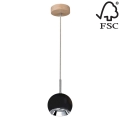 LED Chandelier on a string BALL WOOD 1xGU10/5W/230V matte oak - FSC certified